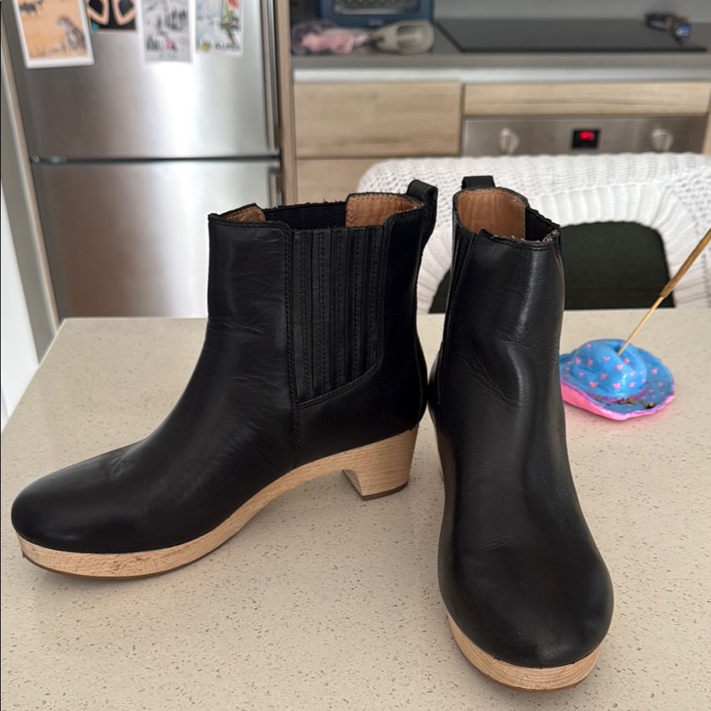 Black Leather Clog Boots - Madewell